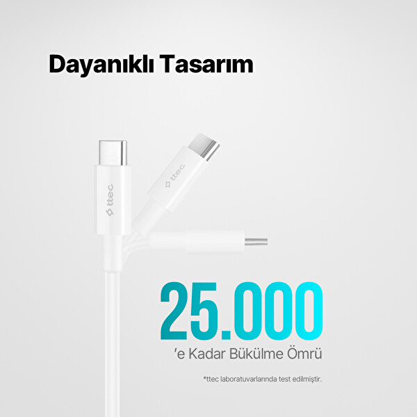 Ttec Type C   Type C 3A Beyaz Şarj Kablosu 5