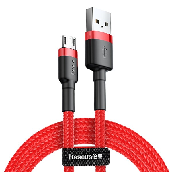 Baseus Cafule CAMKLF-B91 Micro Usb 2.4A Kablo 1M Kırmızı Siyah
