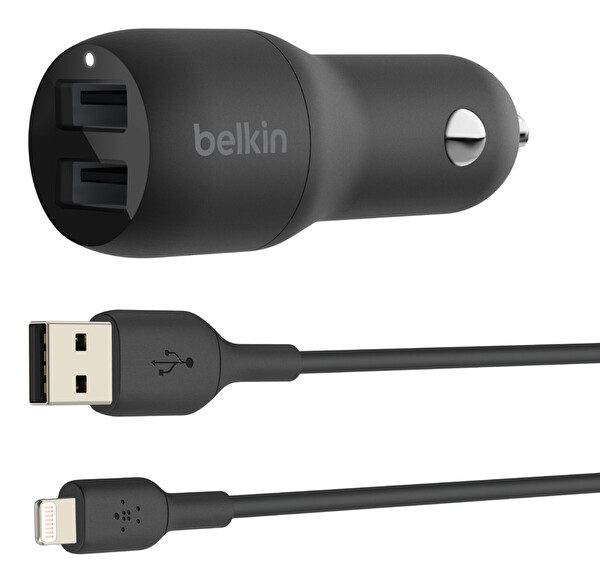 Belkin 24W Hızlı Araç Şarj Cihazı 2 Port USB Siyah