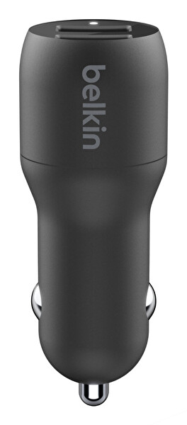 Belkin 24W 2 Port USB Siyah Type C Kablo Hızlı Araç Şarj Cihazı