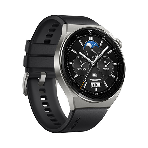 Huawei Huawei Watch GT3 Pro 46mm Titanyum Kasa Siyah Kauçuk Kayış