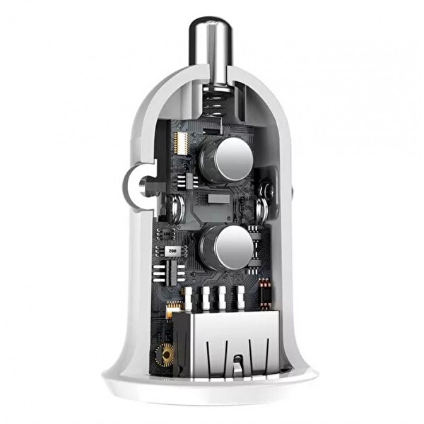Baseus Grain Pro 2xusb 4.8a Beyaz Araç Şarj Cihazı