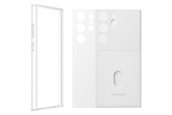Samsung Galaxy S23 Ultra Çerçeveli Kart Yuvalı Beyaz Kılıf