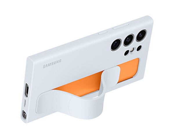 Samsung Galaxy S24 Ultra Kordonlu & Standlı Buz Mavisi Silikon Kılıf
