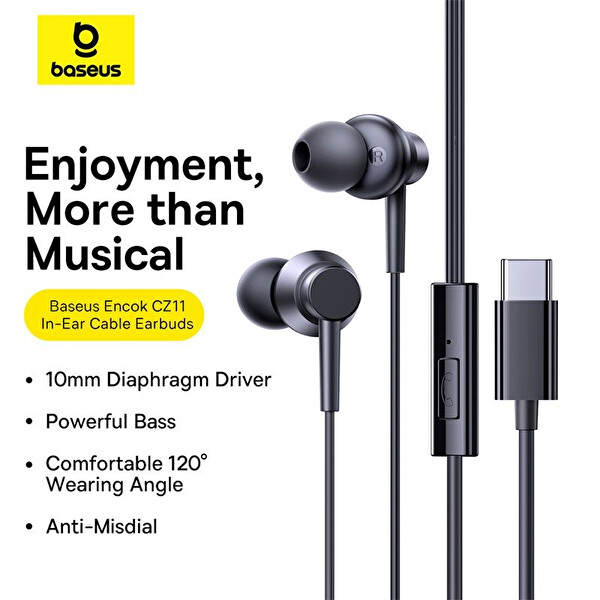 Baseus ENCOK CZ11 Wired Earphones Cluster Black 3