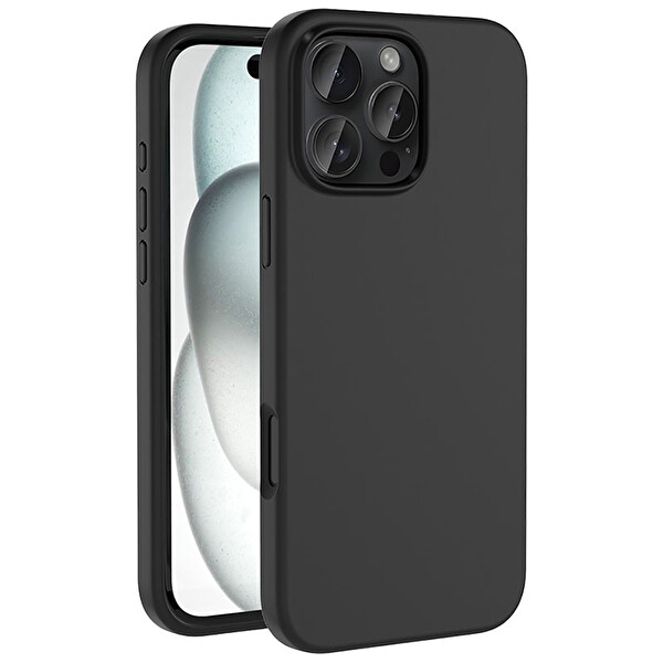 Zore Kivi Magsafe iPhone 16 Pro Max Siyah Silikon Kapak 3