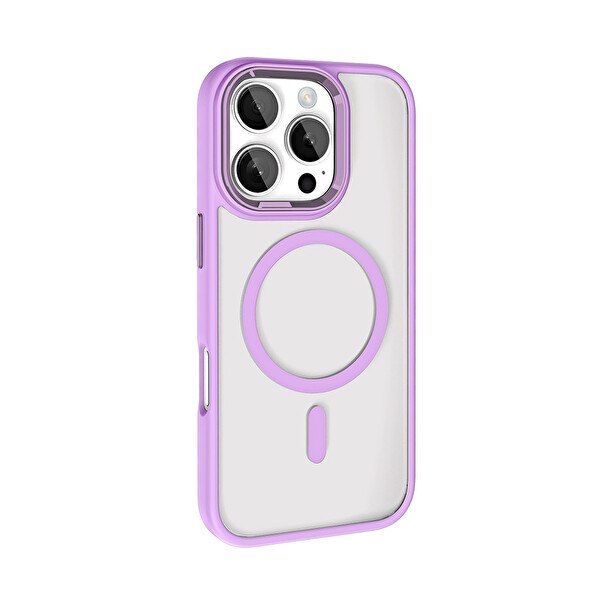 Zore Krom Magsafe iPhone 16 Pro Lila Sert Kapak 3