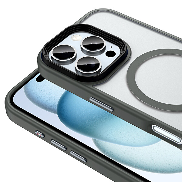 Zore Flet Magsafe iPhone 16 Pro Titanium Gray Sert Kapak 2