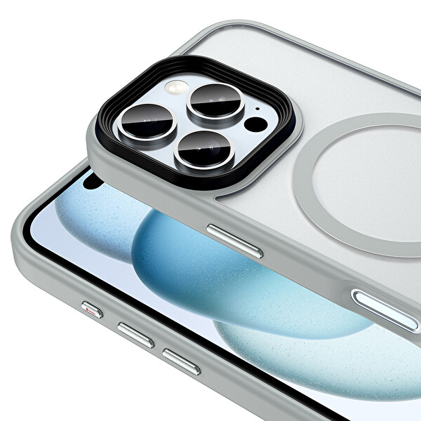 Zore Flet Magsafe iPhone 16 Pro Gümüş Sert Kapak 2
