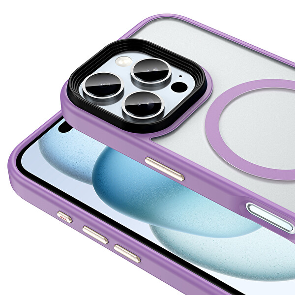 Zore Flet Magsafe iPhone 16 Pro Lila Sert Kapak 2