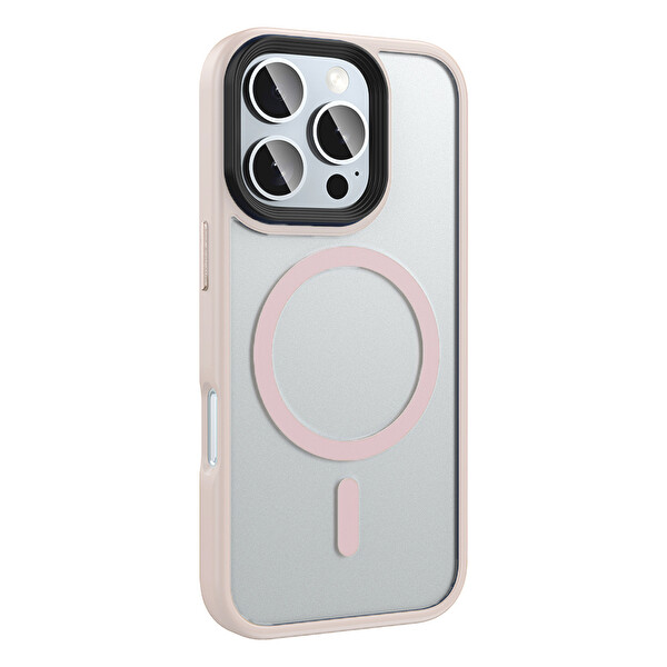 Zore Flet Magsafe iPhone 16 Pro Rose Gold Sert Kapak 3