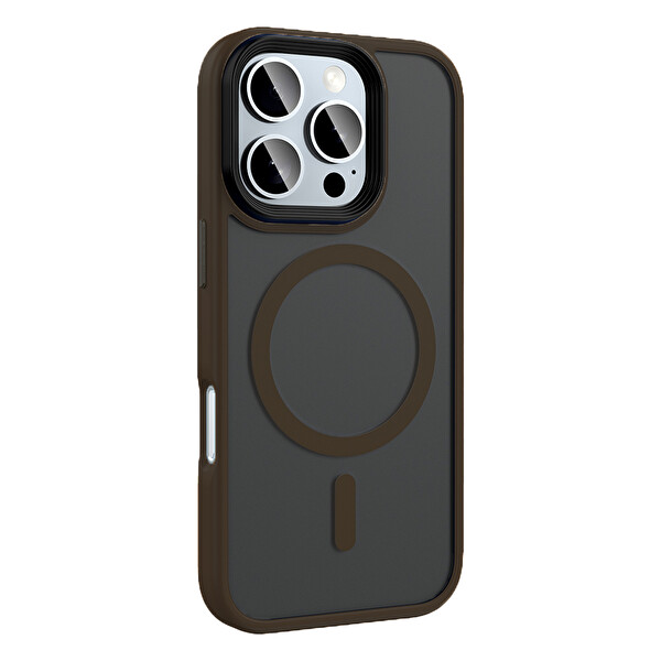 Zore Flet Magsafe iPhone 16 Pro Max Rose Brown Sert Kapak 3
