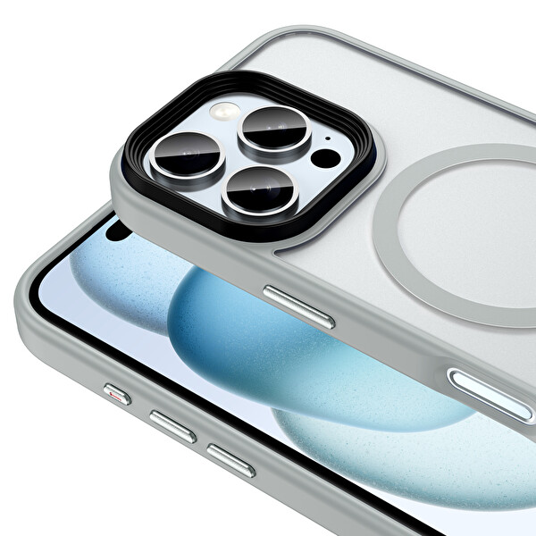 Zore Flet Magsafe iPhone 16 Pro Max Gümüş Sert Kapak 2