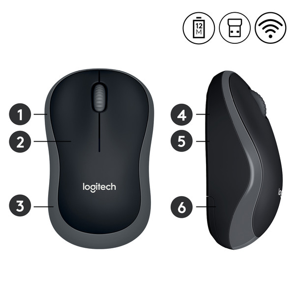LOGITECH M185 KABLOSUZ MOUSE GUMUS (OUTLET)