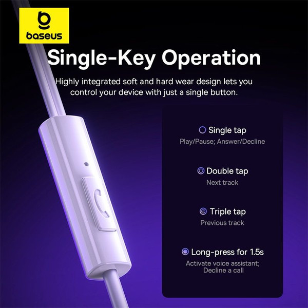 BASEUS ENCOK HZ11 3.5MM MİKROFONLU KULAKLIK-BEYAZ (OUTLET)