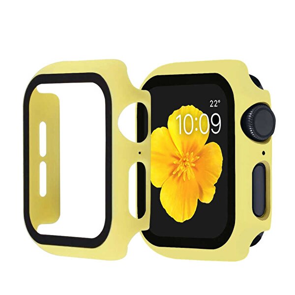 Gpack Apple Watch 1/2/3/4/5 38 MM Full Glue Gard Renkli Sarı Ekran Koruyucu