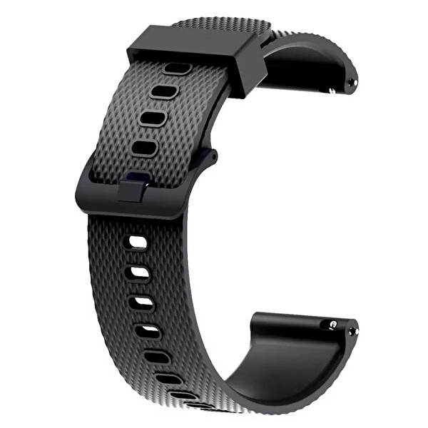 Amazfit GTS 2 Silikon Kancalı KRD 46 Siyah Kordon