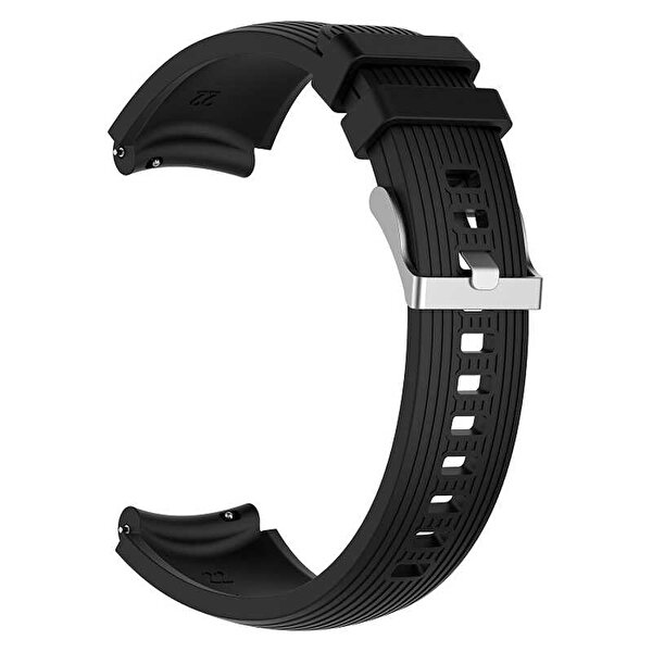 Gpack Samsung Watch Gear S3 46 MM 22 MM Silikon Kançalı Ayarlanabilir KRD 18 Siyah Kordon