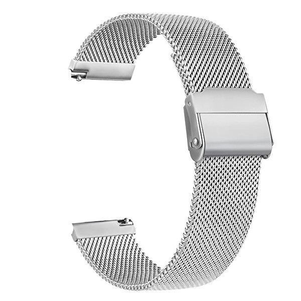 Huawei Watch 3 Classic Çıtçıtlı Hasır Metal Örgülü KRD 45 Gümüş Kordon