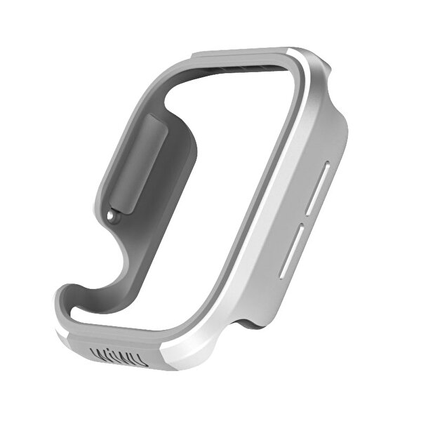 Gpack Apple Watch 7 45 MM Kasa Koruyucu İçi Silikon Dışı Metal Gümüş Kılıf