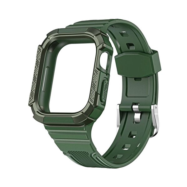 Gpack Apple Watch Series 3 4 5 38MM Defens Tank Armor Birleşik Full Kordon Koyu Yeşil Kordon
