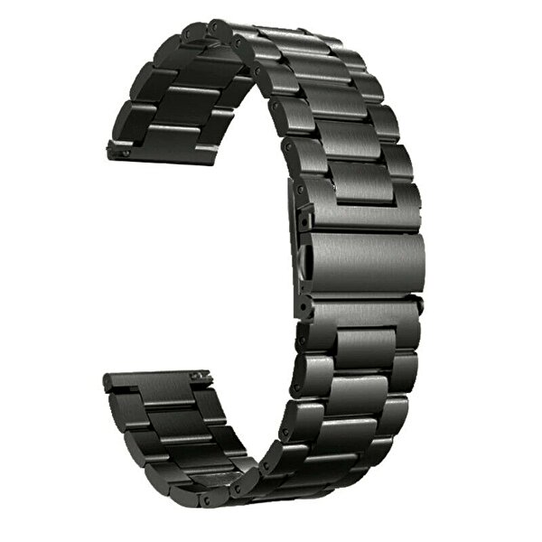 Gpack Samsung Galaxy Watch 46MM Kılıf Metal Sıralı Siyah Kordon