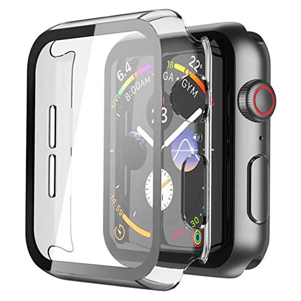 Teleplus Apple Watch 41MM Tam Kapatan Sert Şeffaf Silikon Ekran Koruyucu