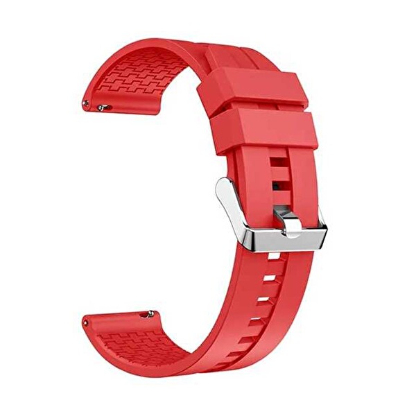 Amazfit Pace 46 MM 22 MM KRD 23 Silikon Kancalı Kırmızı Kordon