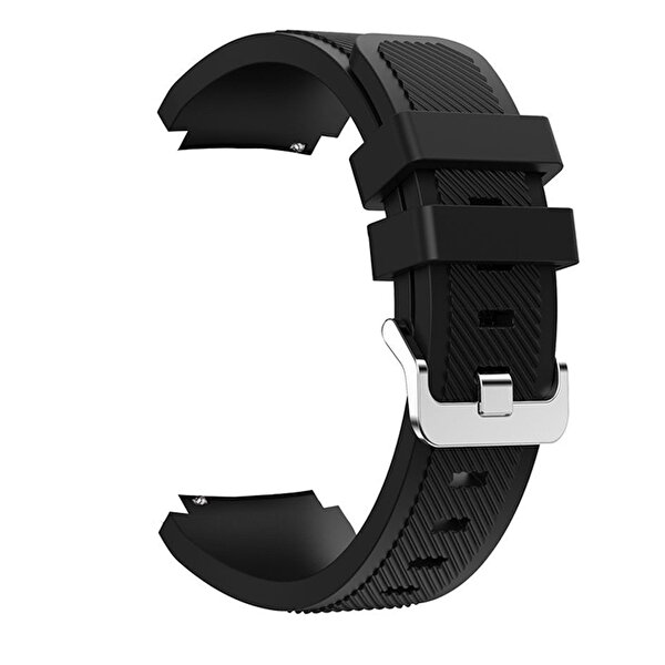 Gpack Huawei Watch GT 2 Pro Silikon Çizgili Silikon Kancalı Siyah Kordon
