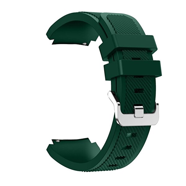 Gpack Huawei Watch GT 2 Pro Çizgili Silikon Kancalı Koyu Yeşil Kordon