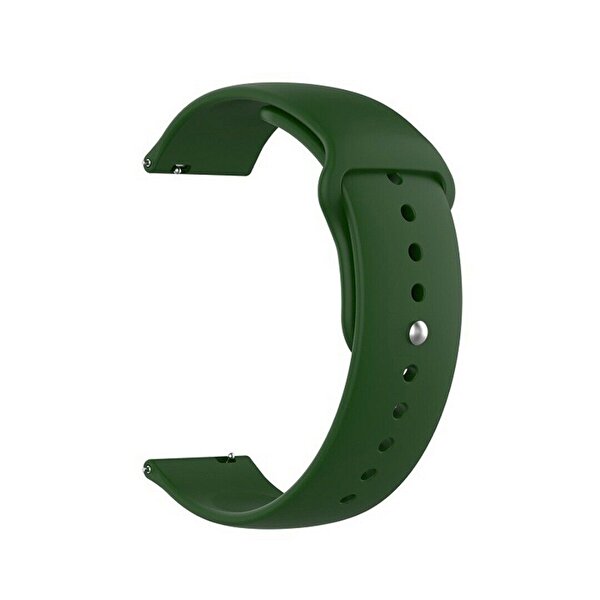 Gpack Samsung Galaxy Watch 42 MM 20 MM Mat Düz Renkli Silikon Koyu Yeşil Kordon