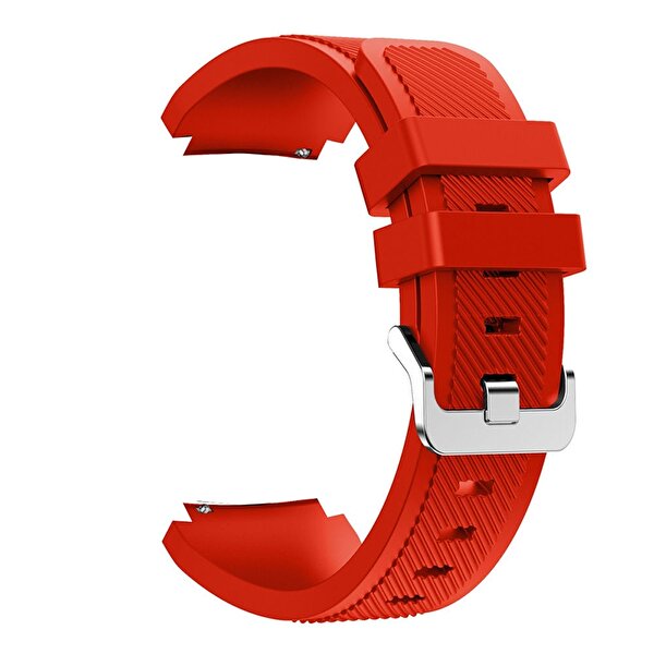 Gpack Oppo Watch 46 MM Silikon Çizgili Silikon Kancalı Kırmızı Kordon