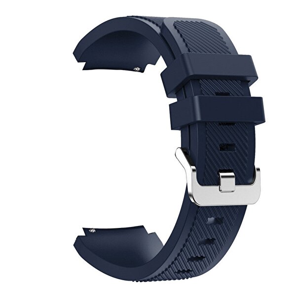 Gpack Oppo Watch 46 MM Çizgili Silikon Kancalı Lacivert Kordon