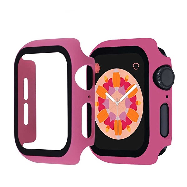 Apple Watch 42 MM Tam Kapatan Gard Pembe Cam Ekran Koruyucu