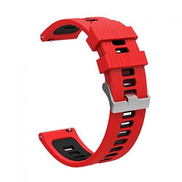 Gpack Realme Watch S Pro Delikli Çift Renk Şık Tasarım KRD 55 Kırmızı Kordon