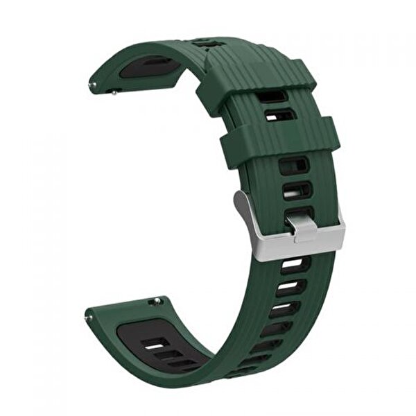 Gpack Honor Watch Magic 2 46 MM Delikli Çift Renk Şık Tasarım KRD 55 Koyu Yeşil Kordon
