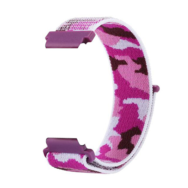 Huawei Watch GT 2E 46 MM Cırtcırt Asker Desenli Kumaş Ayarlanabilir Pembe Koyu Kordon
