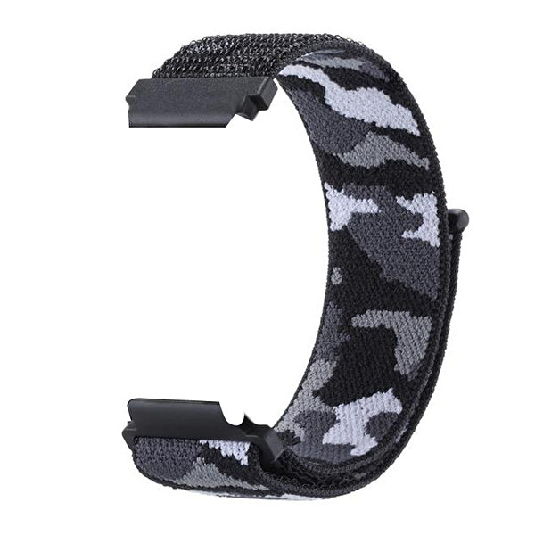 Gpack  Honor Watch GS 3 Cırtcırt Asker Desenli Kumaş Ayarlanabilir Siyah Kordon