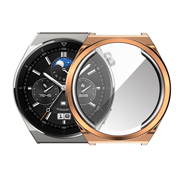 Teleplus Huawei Watch GT 3 Pro Tam Kapatan Gard Rose Gold Ekran Koruyucu