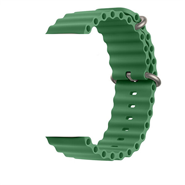 Gpack  Apple Watch Series 3 4 5 44 MM Yeni Dizayn Silikon HS05 Koyu Yeşil Kordon