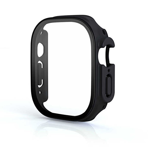 Gpack Apple Watch Ultra 49 MM Sert Silikon Gard 19 Siyah Kasa Ve Ekran 360 Derece Koruma