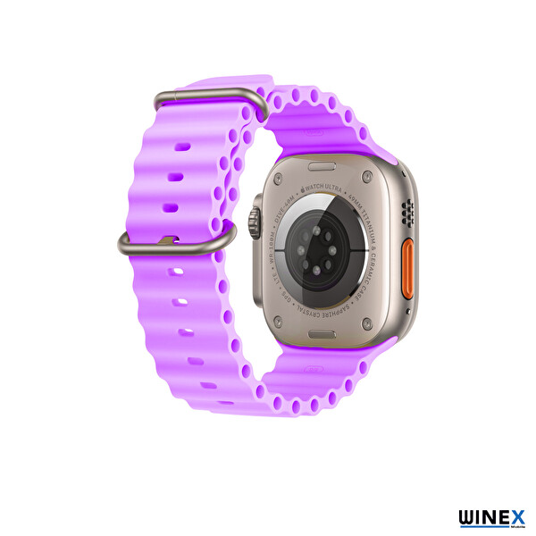 Winex Yeni Nesil Apple Uyumlu 42-49 MM Silikon Mor Akıllı Saat Kordonu