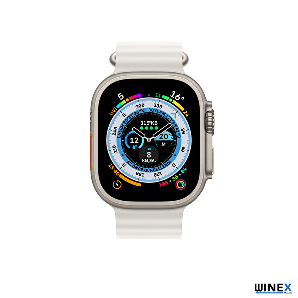 Winex 42-49 MM Yeni Nesil Apple Uyumlu Silikon Beyaz Akıllı Saat Kordonu