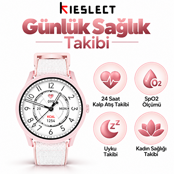 Kieslect Lora Sesli Asistan ve Arama Özellikli Pembe Akıllı Saat