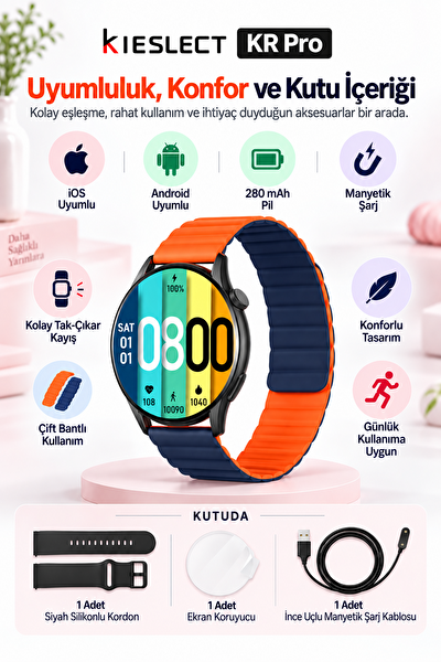 Kieslect KR Pro Amoled Ekranlı Arama Özellikli Akıllı Saat