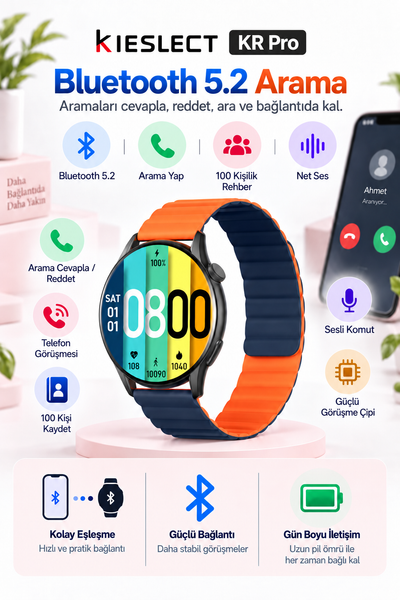 Kieslect KR Pro Amoled Ekranlı Arama Özellikli Akıllı Saat