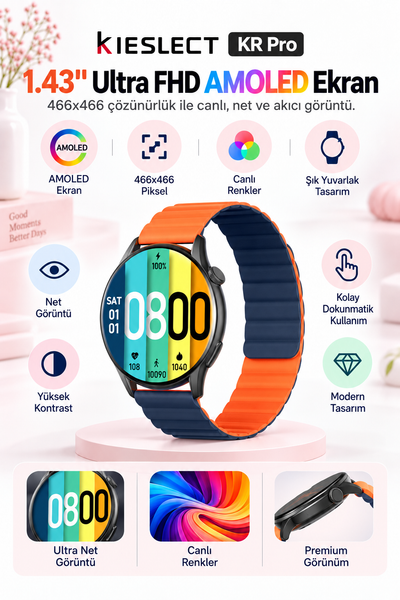 Kieslect KR Pro Amoled Ekranlı Arama Özellikli Akıllı Saat