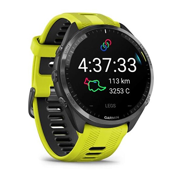 Garmin Forerunner 965 Karbon Gri DLC Titanyum Sarı Siyah Akıllı Saat