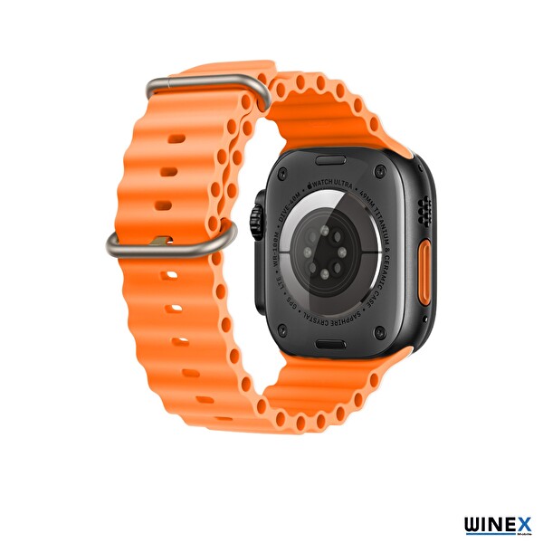 Winex T800 Ultra Android iOS Uyumlu Siyah Kasa Turuncu Kordon Akıllı Saat