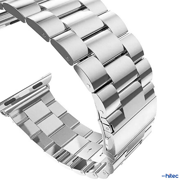 ScHitec 42-49 MM Yeni Nesil Apple Uyumlu Akıllı Saat Metal Gri Kordonu